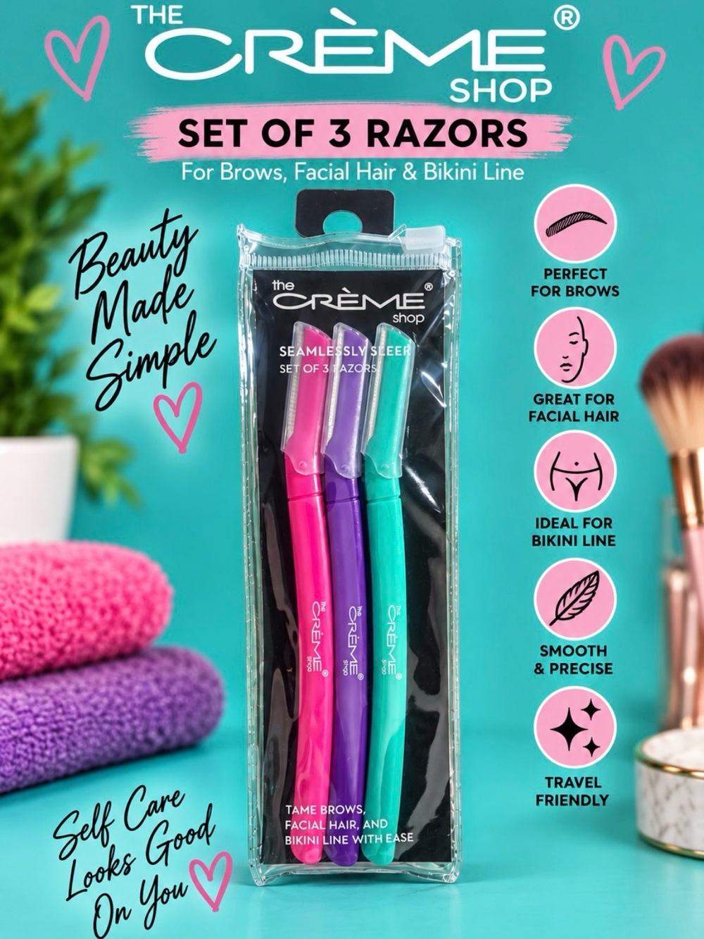 The Crème Shop Set of 3 Facial Razors